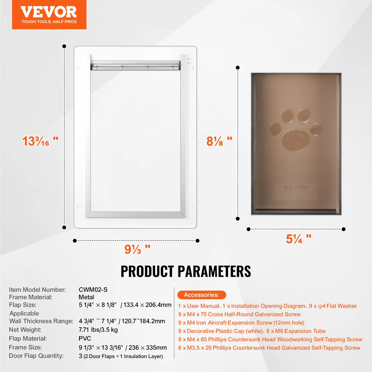 SucceBuy Weatherproof Metal Pet Door With Lock And Three Flaps
