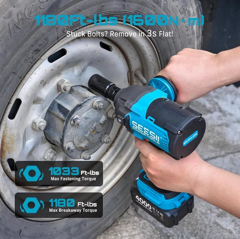 Seesii Cordless Brushless Impact Wrench Drill Driver Kit