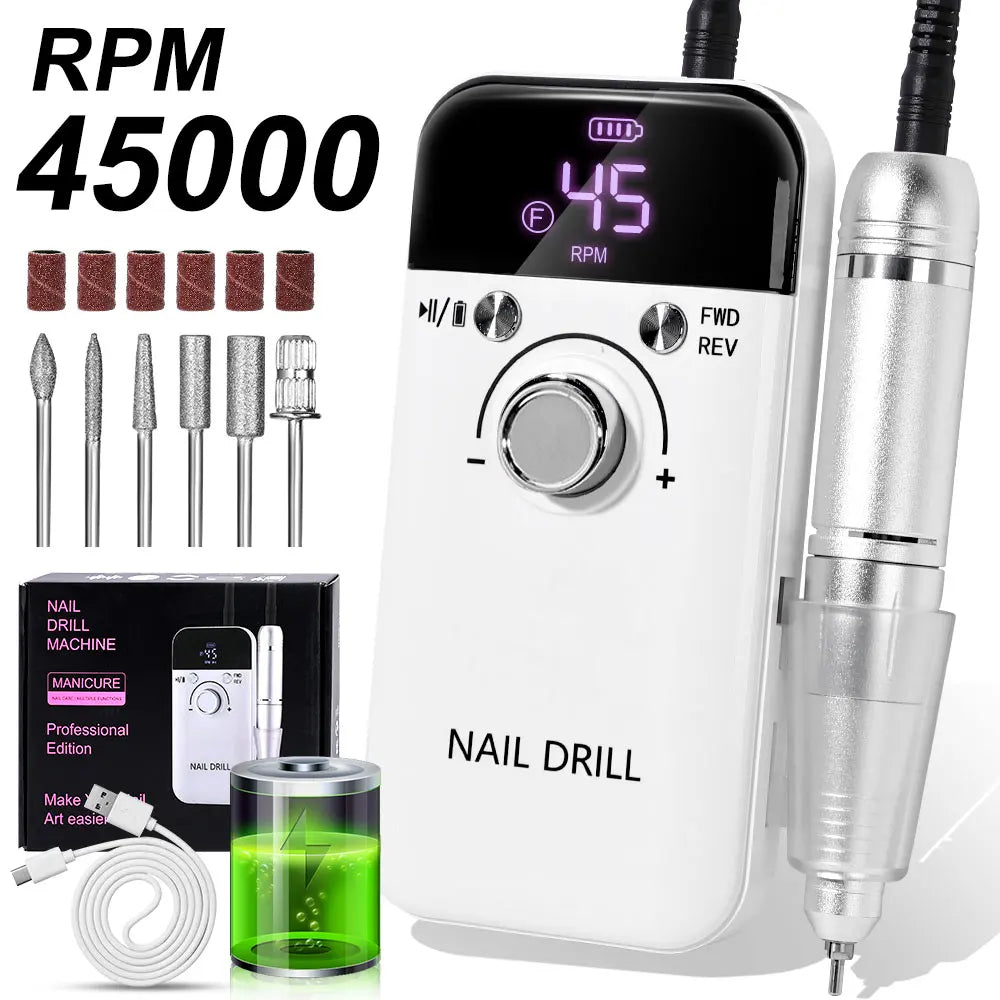 Limegirl Rechargeable Electric Nail Drill and Polishing File Kit