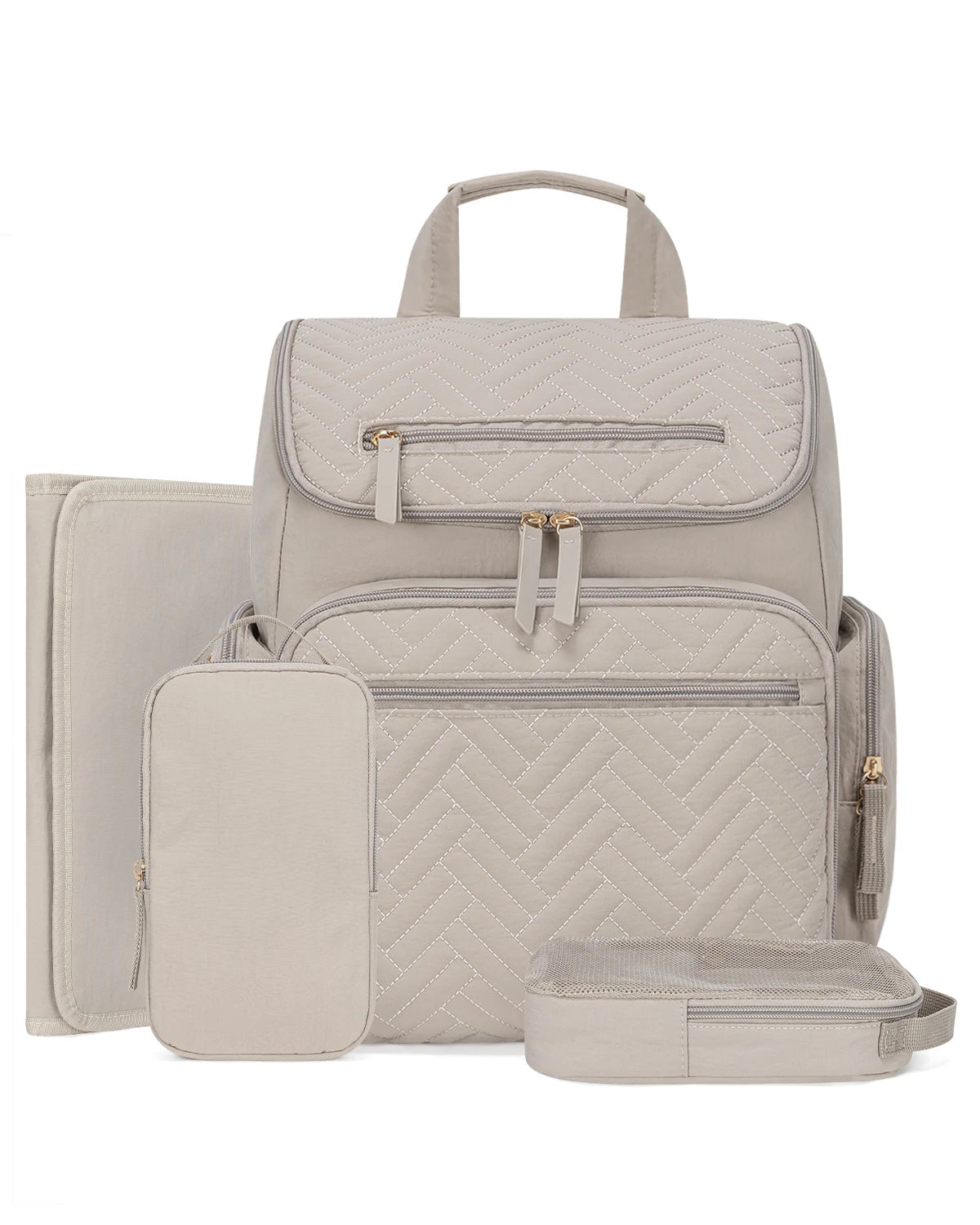 Kabaqoo Waterproof Diaper Backpack With Changing Pad And Organizer Pouches