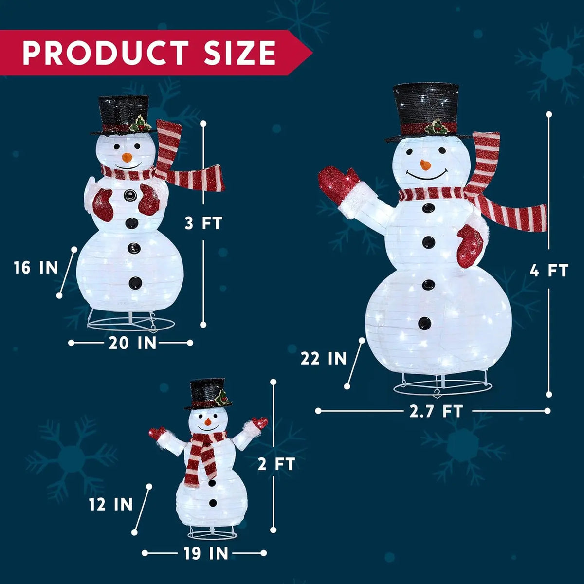 Joyfy 3D LED Snowman Yard Lights for Christmas Outdoor Decor