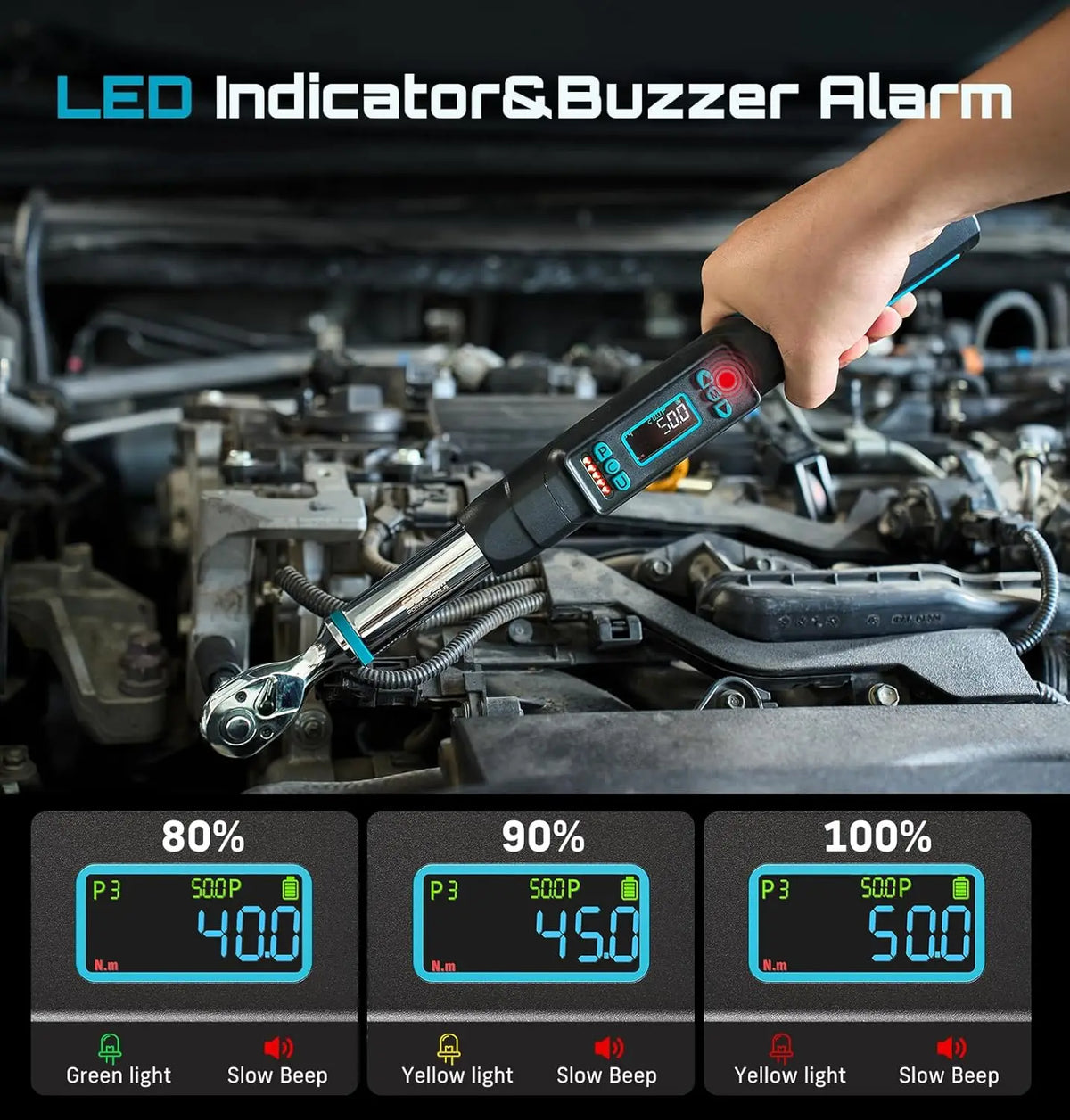 SEESII Digital Torque Wrench Kit With LCD And LED Alarm