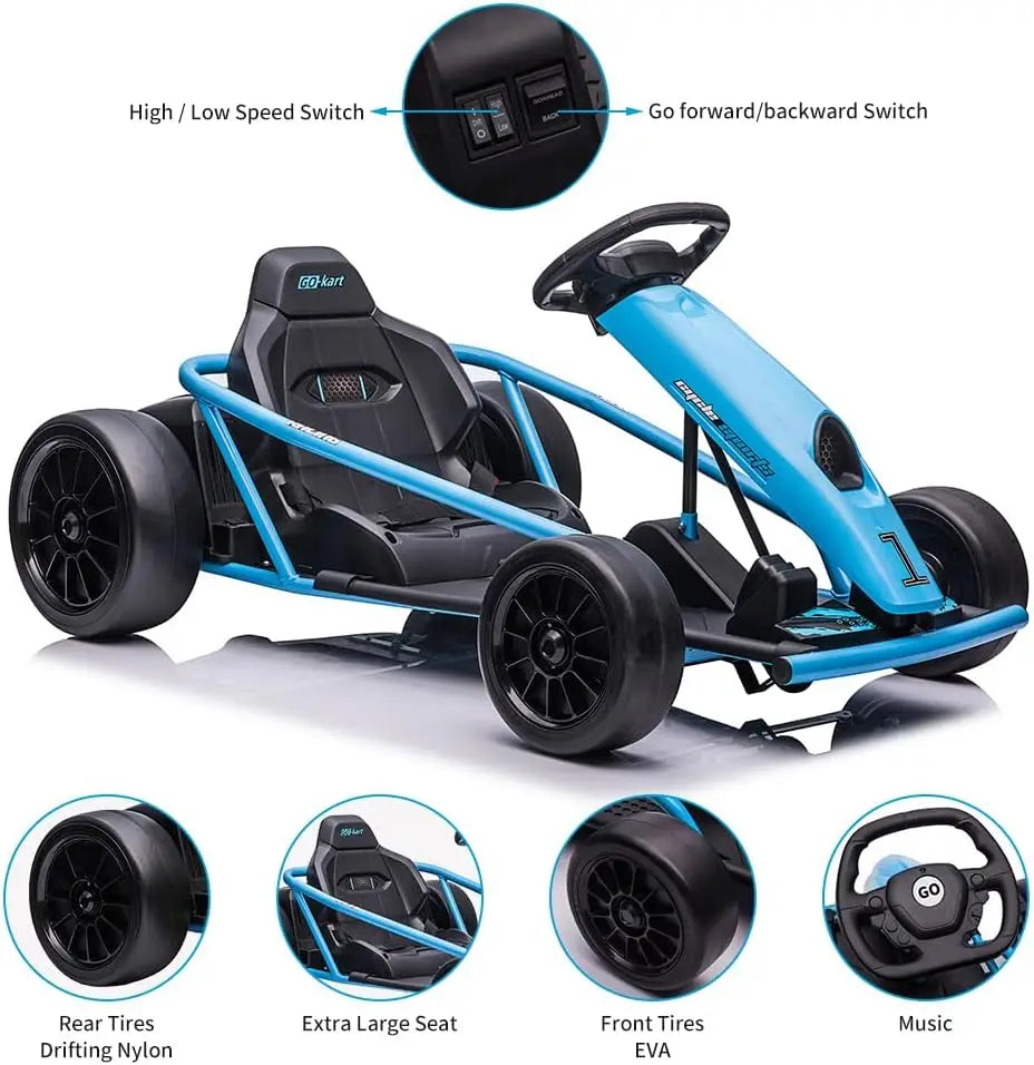 Tacleekii Electric Drift Go Kart for Kids With Dual Motors