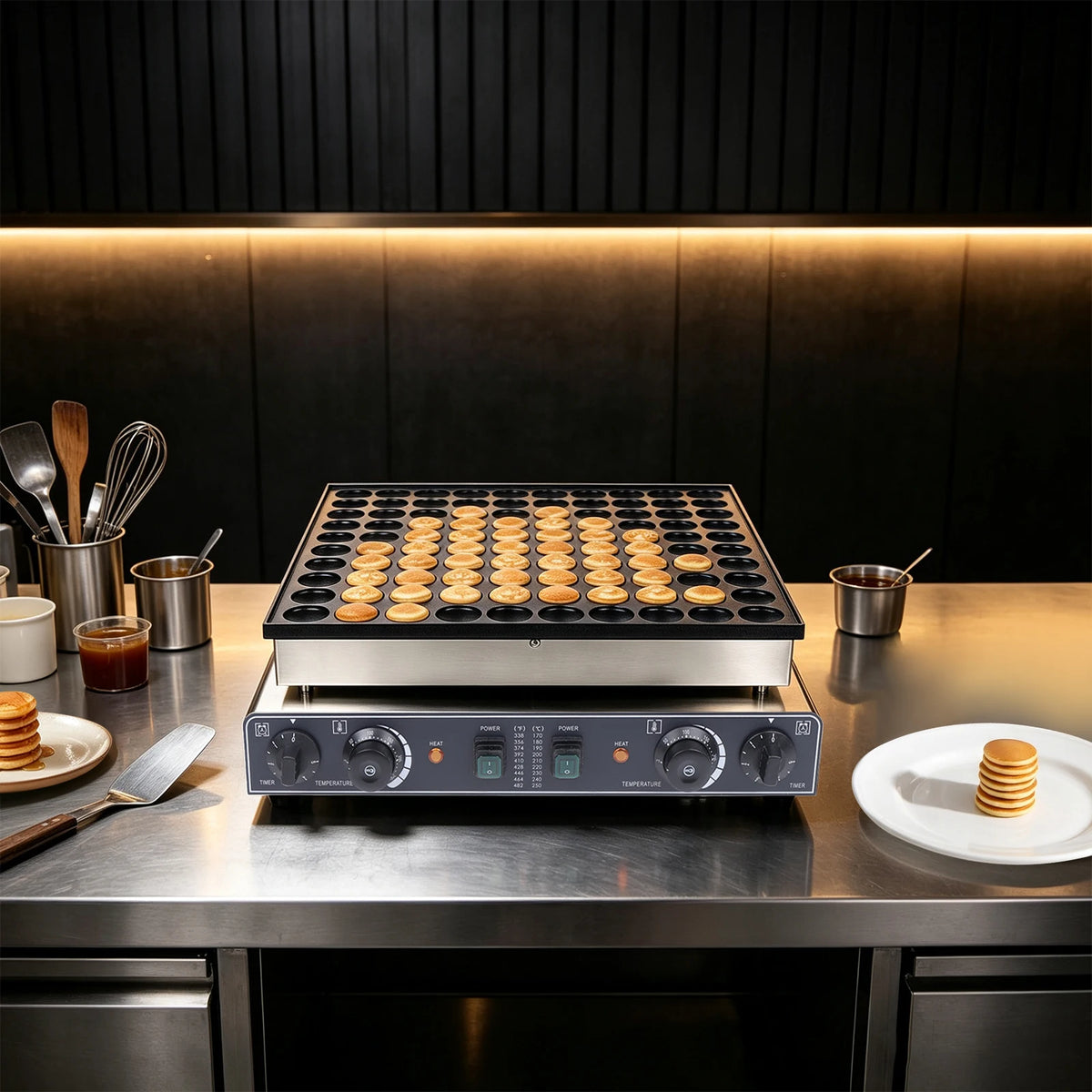 Sweetmile Commercial Mini Pancake Maker With Dual Zone Temperature Control