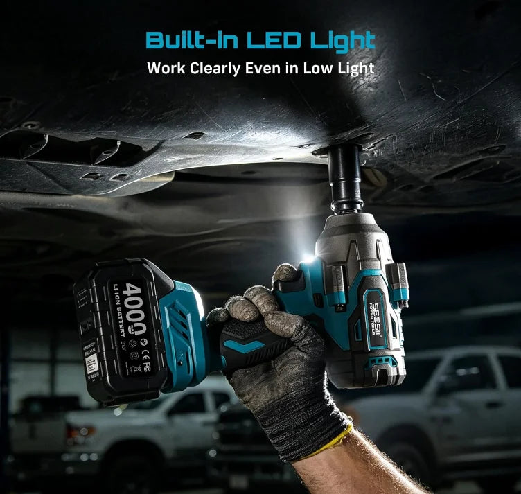 Seesii Cordless Brushless Impact Wrench Drill Driver Kit