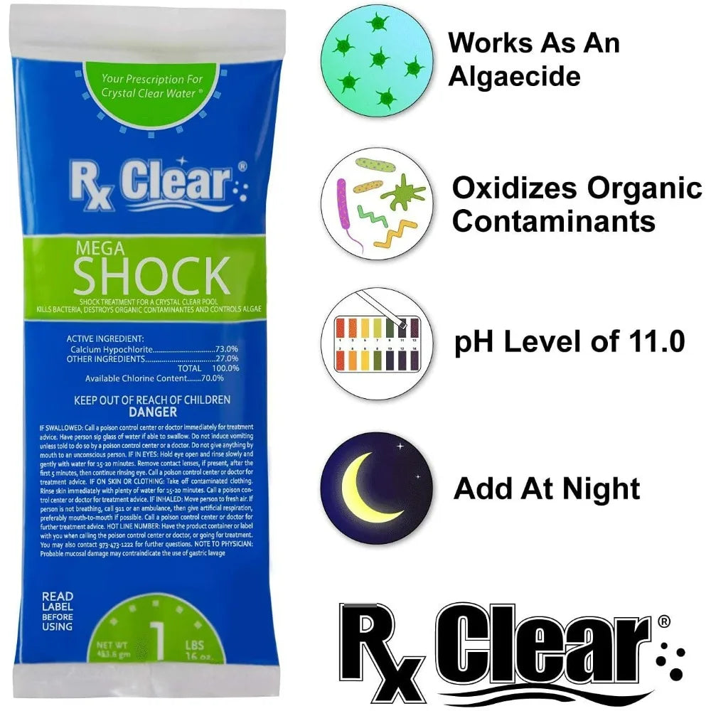 Rx Clear Mega Shock 73 Percent Calcium Hypochlorite Pool Sanitizer