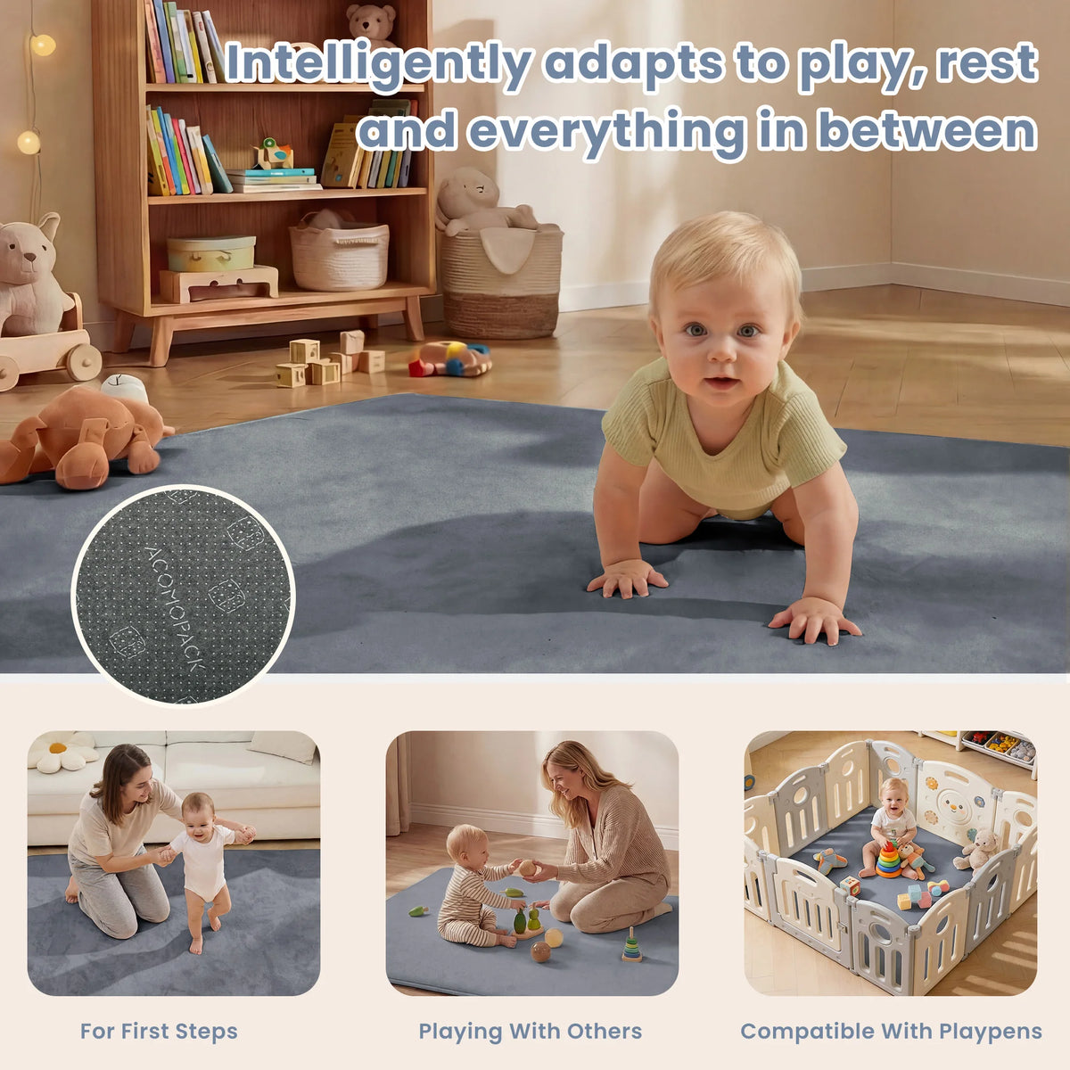 Huloo Sleep Baby Foam Play Mat for Tummy Time Crawling