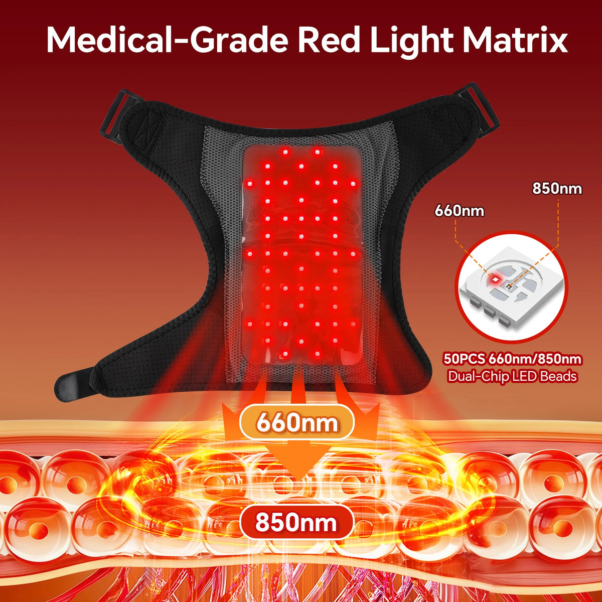 Hailicare Red Light Infrared Heating Vibration Shoulder Massage Pad