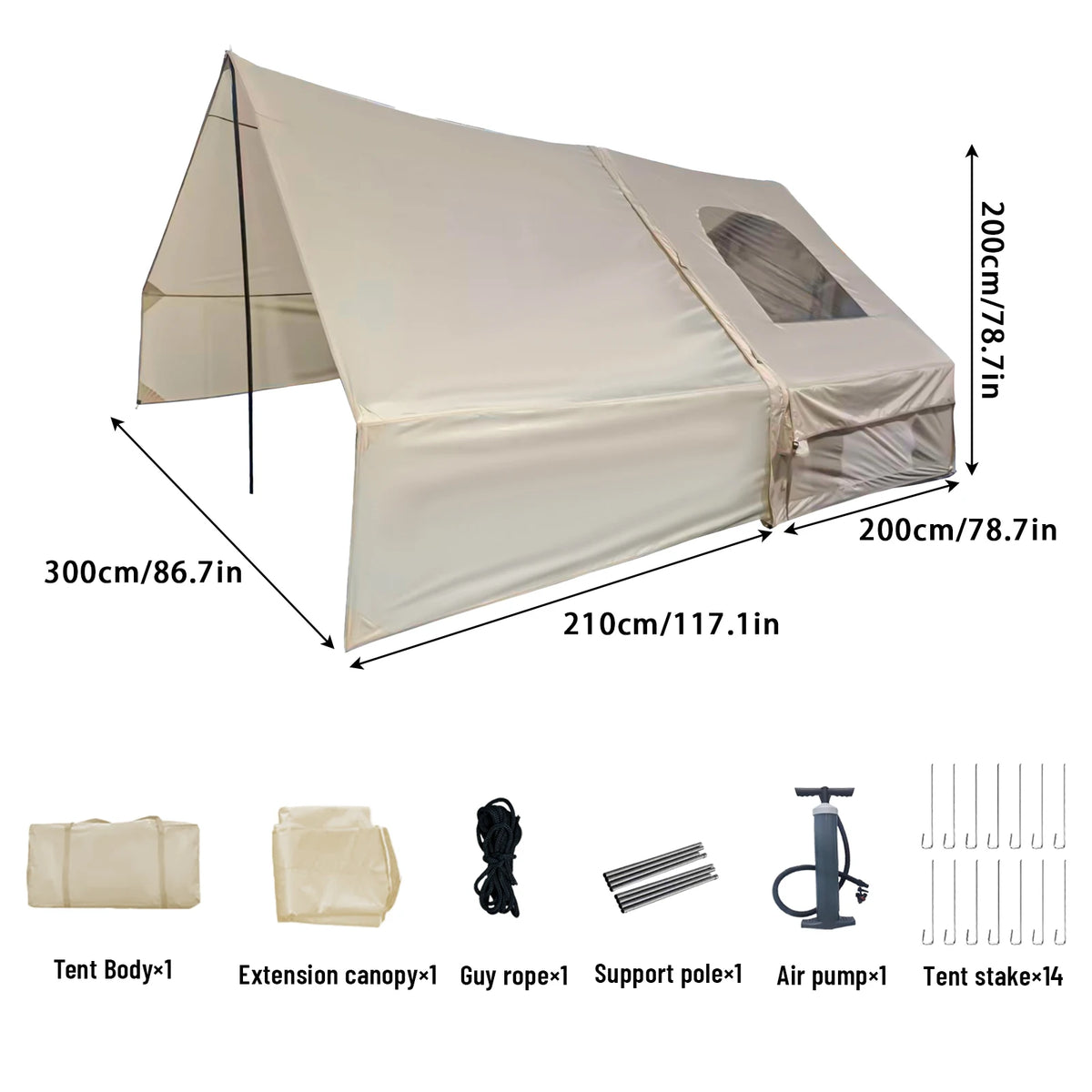 Pakicetus Inflatable Camping Tent With Skylight And Quick Setup