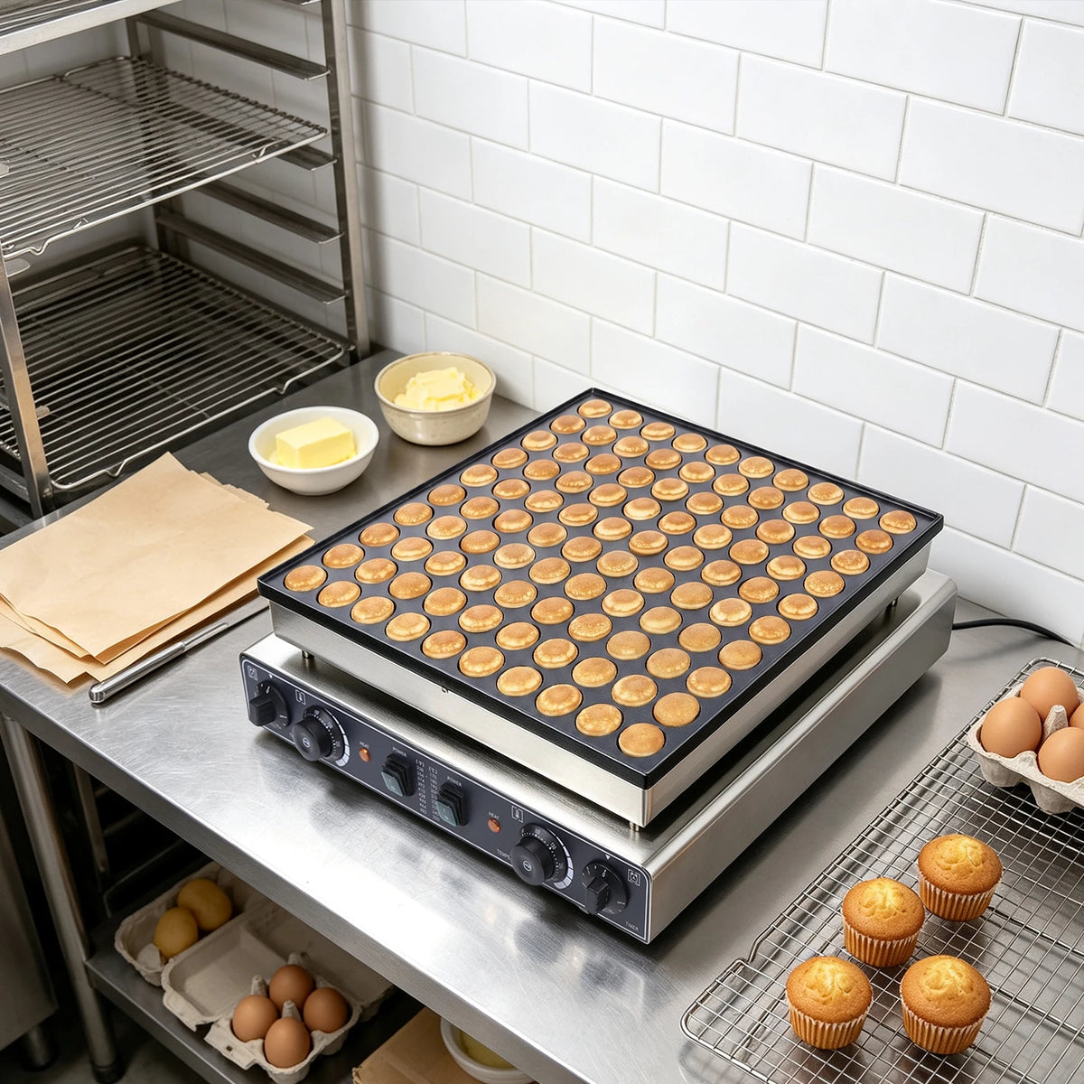 Sweetmile Commercial Mini Pancake Maker With Dual Zone Temperature Control