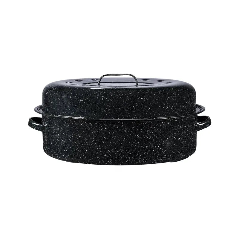 Covered Oval Steel Roasting Pan for Even Cooking and Browning