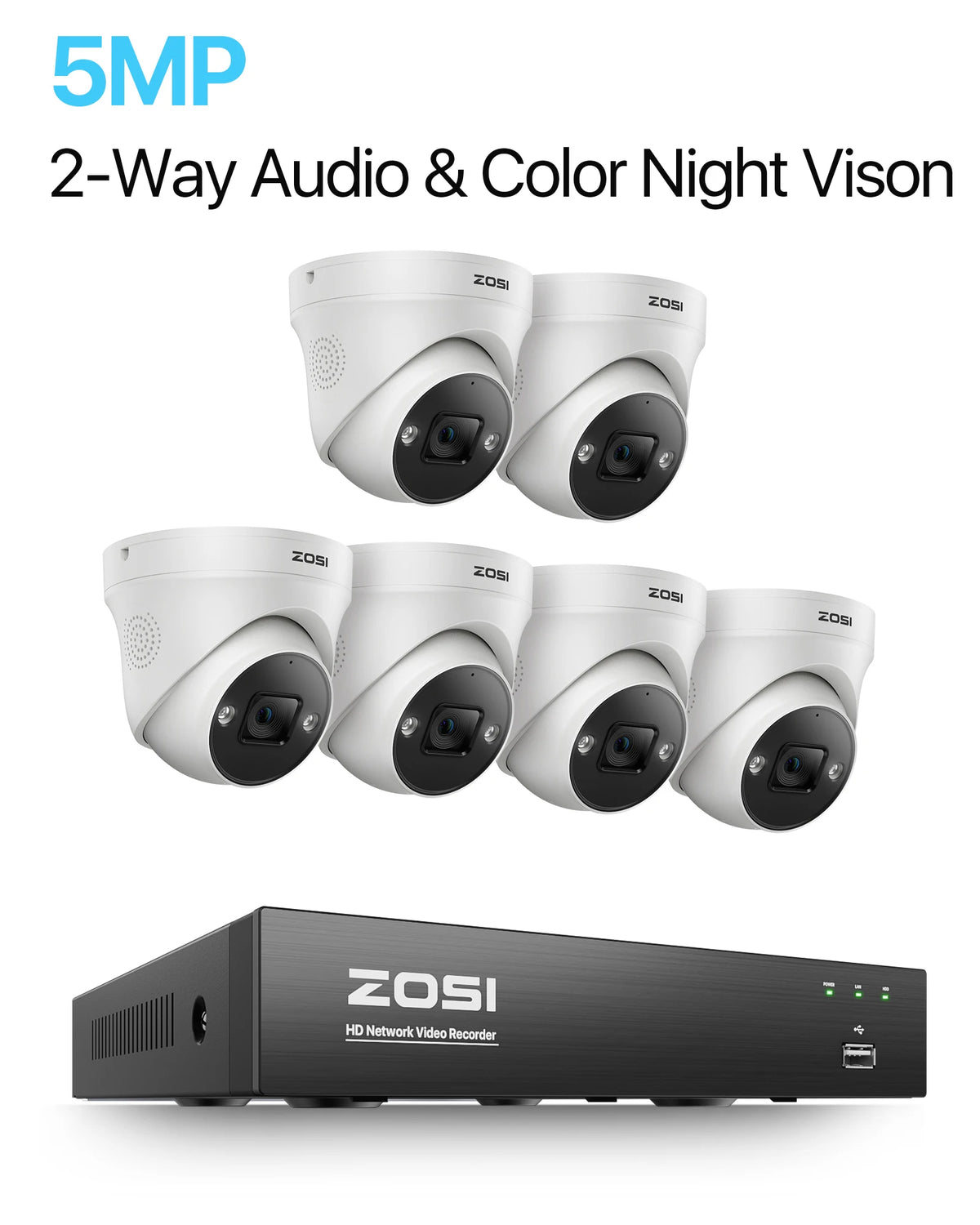 ZOSI 8MP PoE Camera System AI Detection And Night Vision