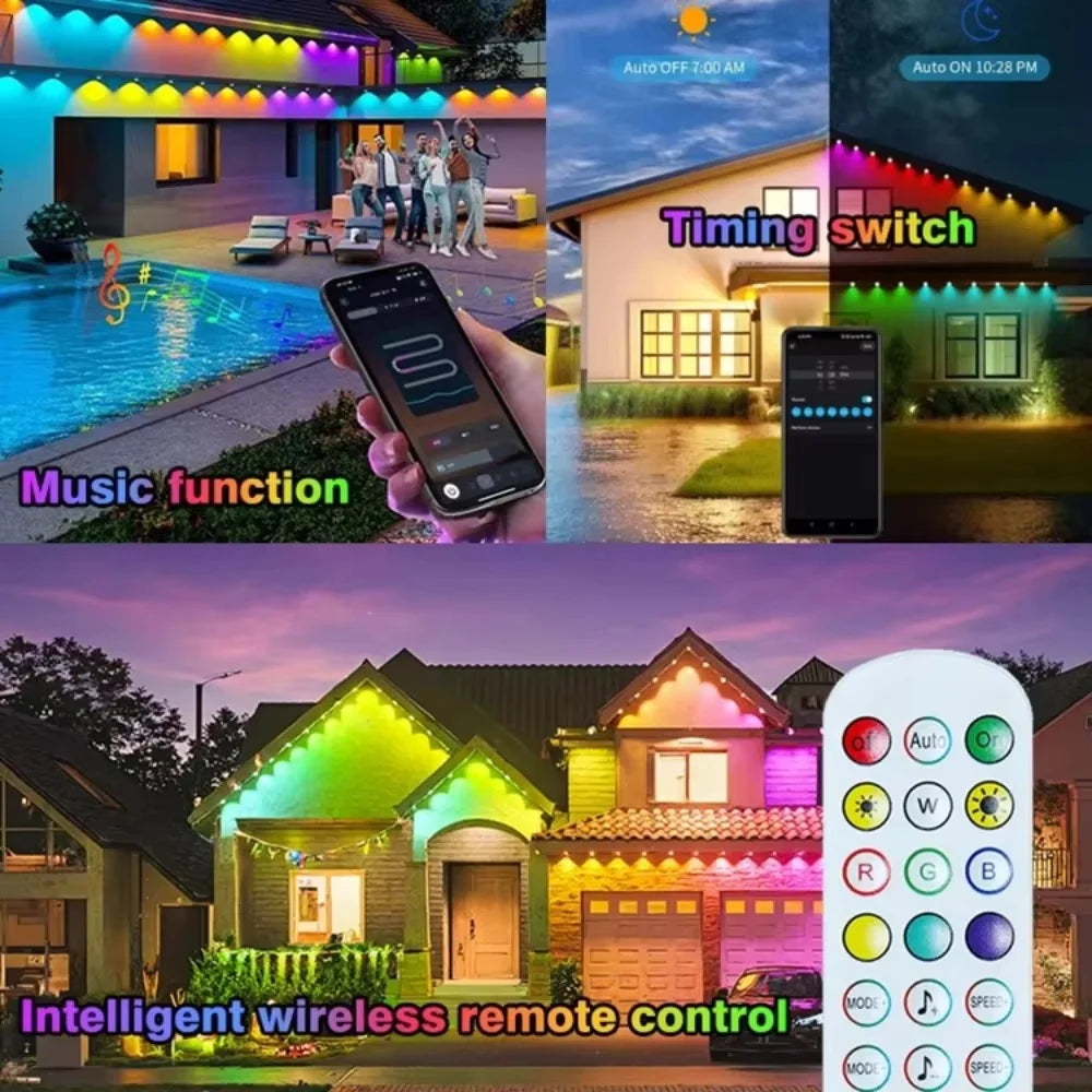 Smart IP67 Outdoor Eave LED Lights With App Remote Control