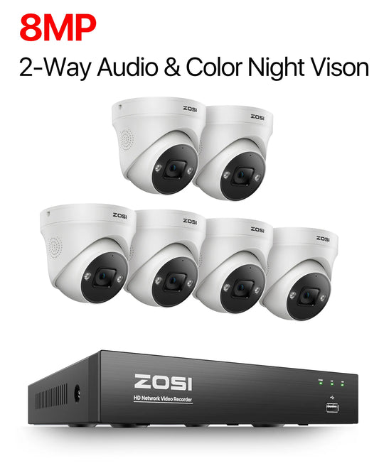 ZOSI 8MP PoE Camera System AI Detection And Night Vision