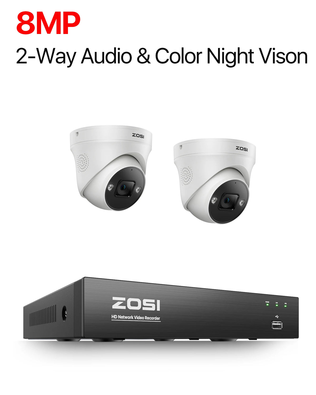 ZOSI 8MP PoE Camera System AI Detection And Night Vision