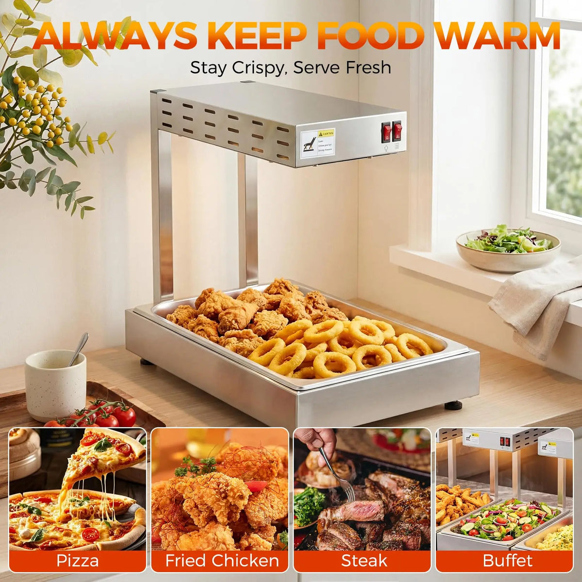 Adoolla Commercial Infrared Food Warmer Lamp for Restaurants and Buffets