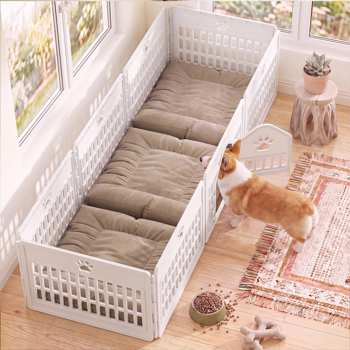 MCQ Plastic Expandable Dog Playpen for Indoor and Outdoor Use