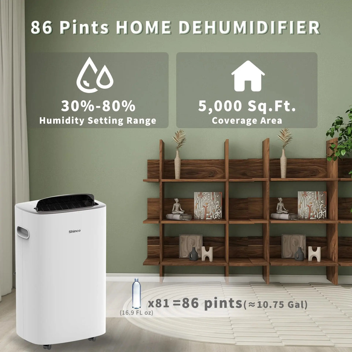 Shinco Dehumidifier for Homes and Basements With Drain Hose