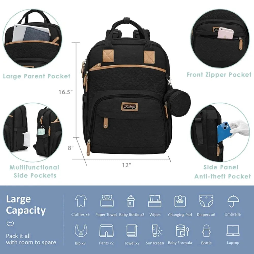 Kabaqoo Diaper Backpack With Changing Pad And Pacifier Case