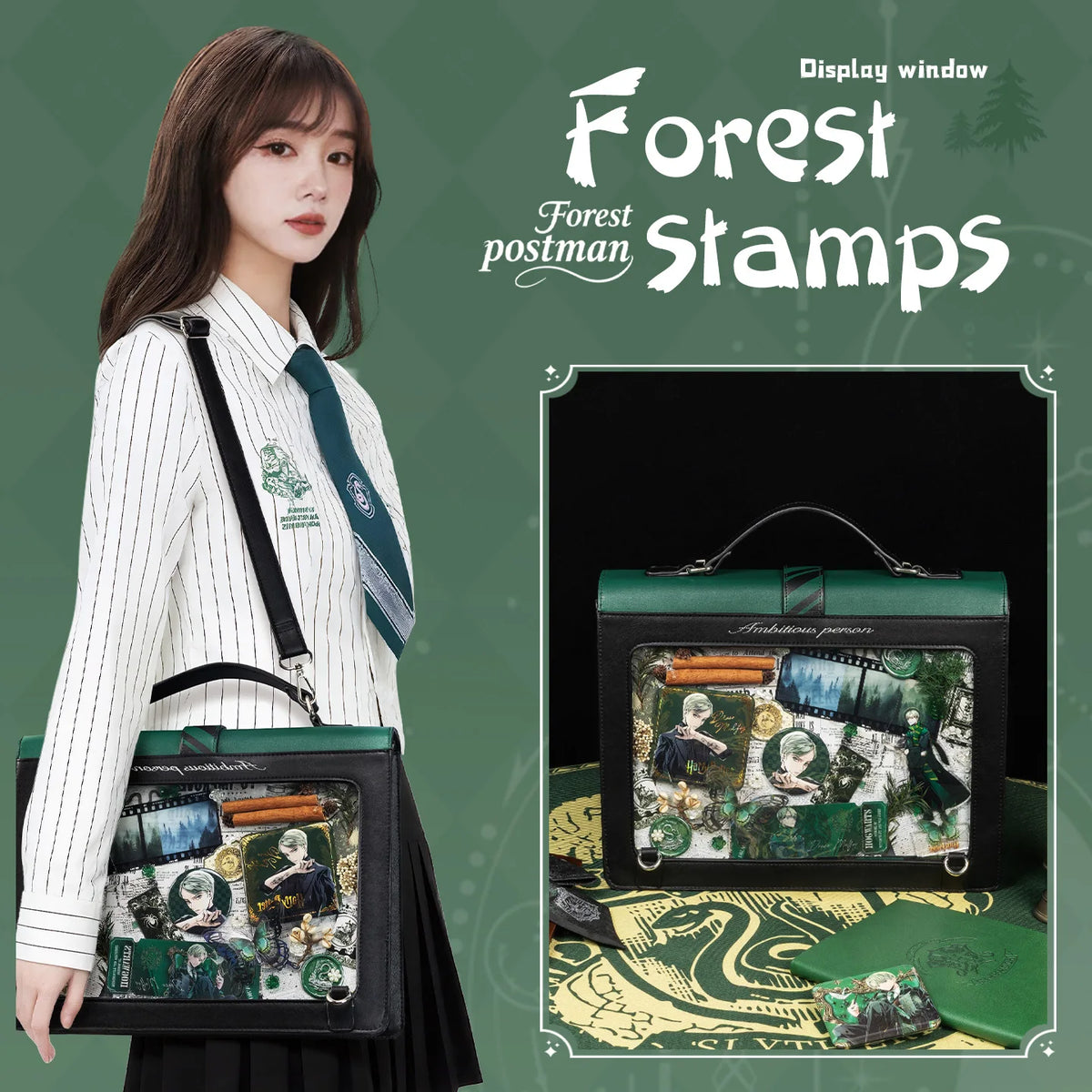 Forest Postman Stamp Display Window Ita Bag with Carrying Options