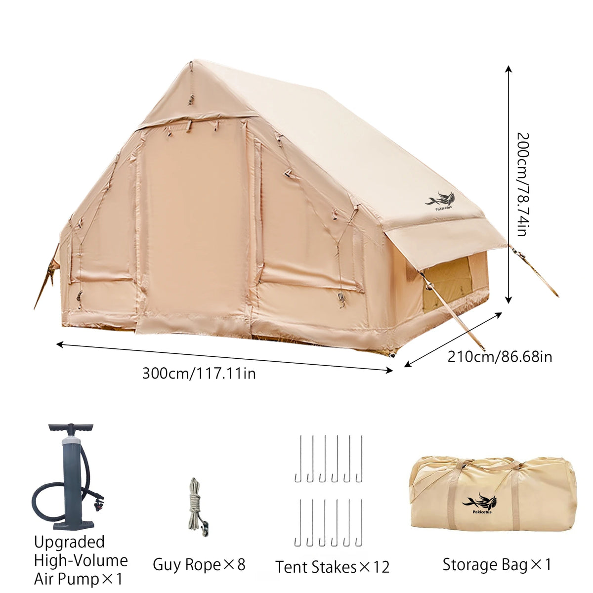 Pakicetus Inflatable Camping Tent With Skylight And Quick Setup