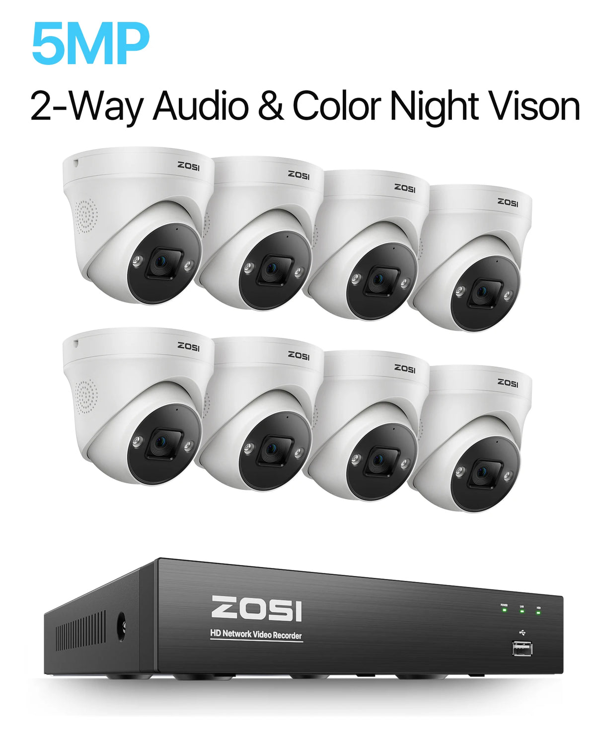 ZOSI 8MP PoE Camera System AI Detection And Night Vision