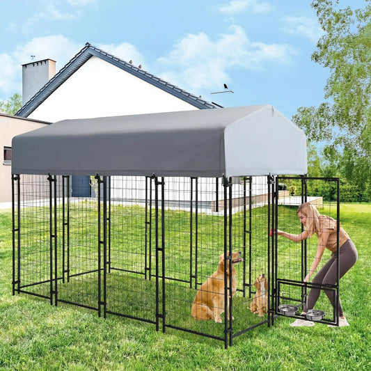 Outdoor Dog Kennel With Waterproof Cover And Safety Lock