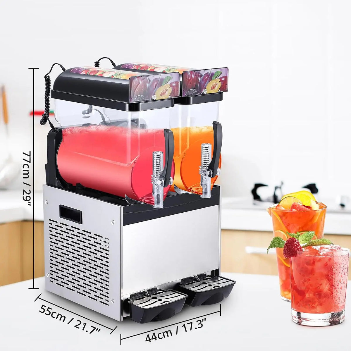 Tacleekii Commercial Slushy Machine With Dual Tanks And Temperature Control