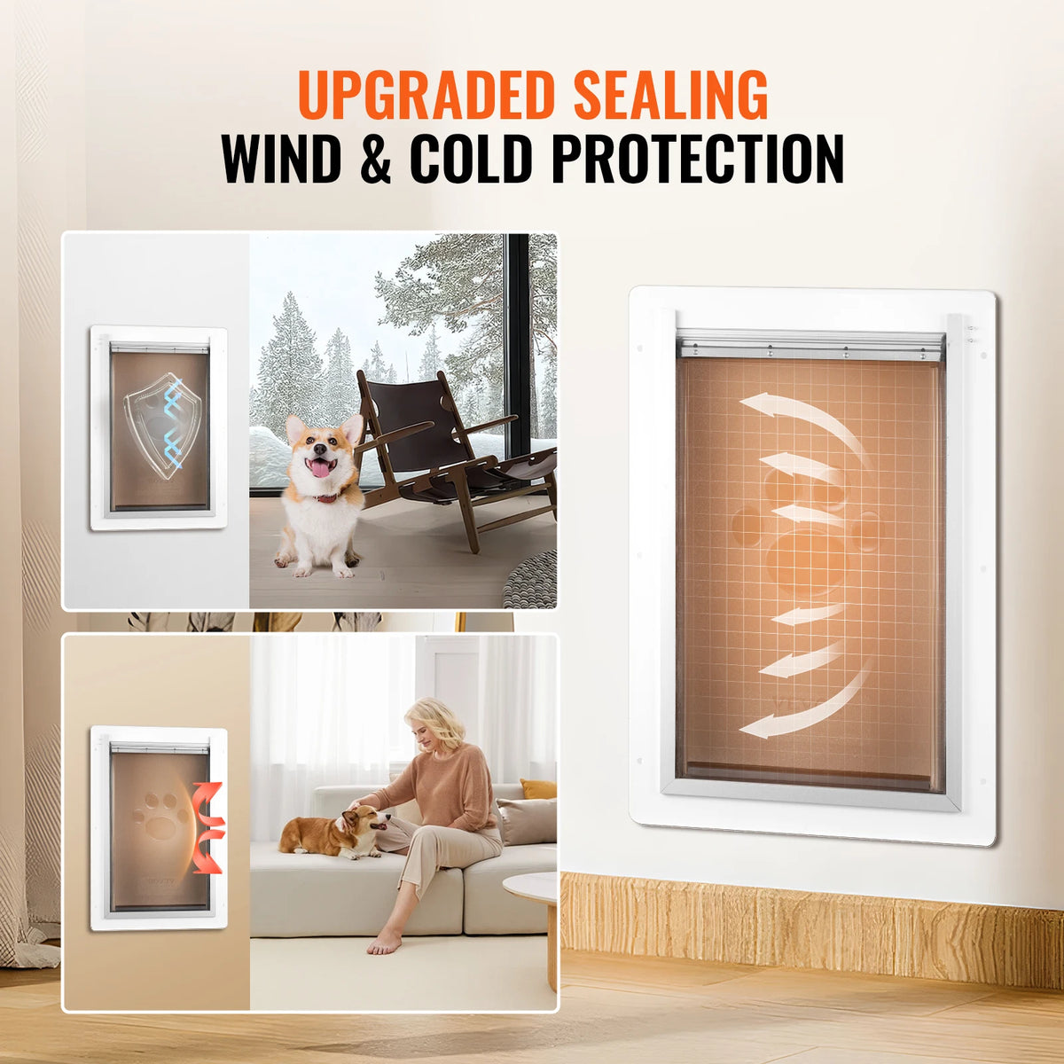 SucceBuy Weatherproof Metal Pet Door With Lock And Three Flaps