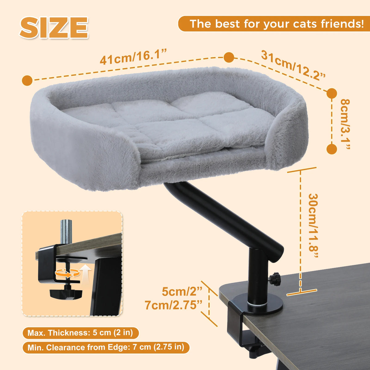 PAWZ Road Rotatable Cat Desk Bed With Adjustable Hammock Stand