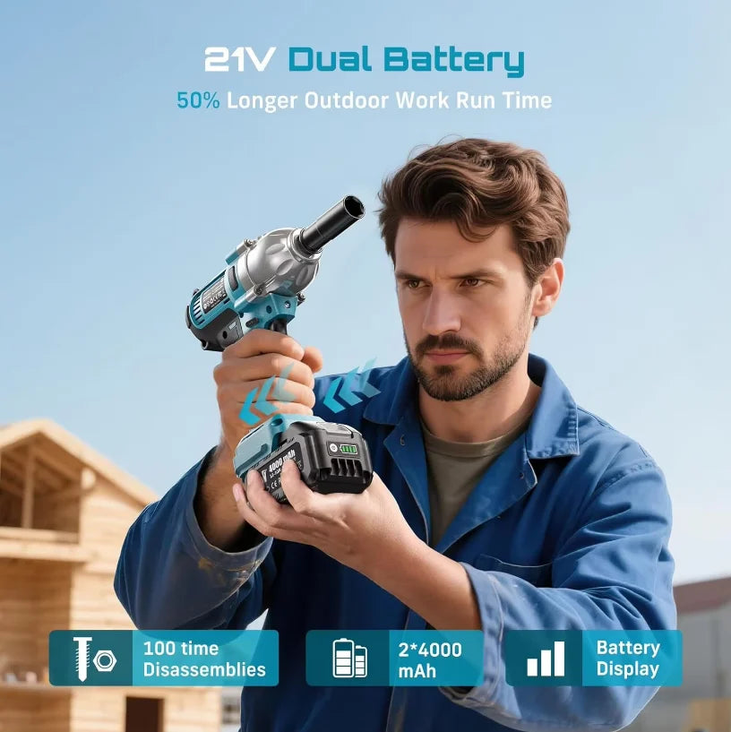 Seesii Cordless Brushless Impact Wrench Drill Driver Kit