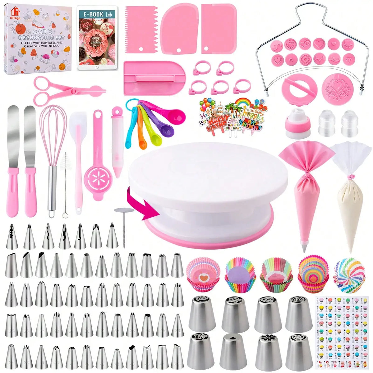 Nifogo Beginner Cake Decorating Set With Turntable And Icing Tools