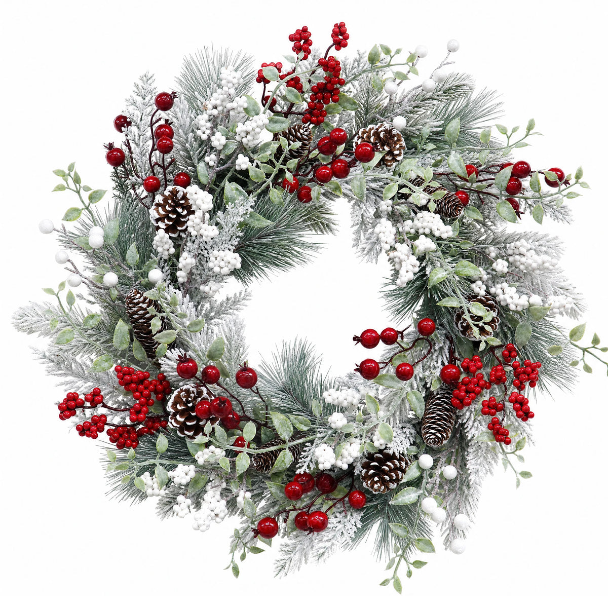 GAOMON Pre Lit Christmas Wreath With LED Lights And Timer
