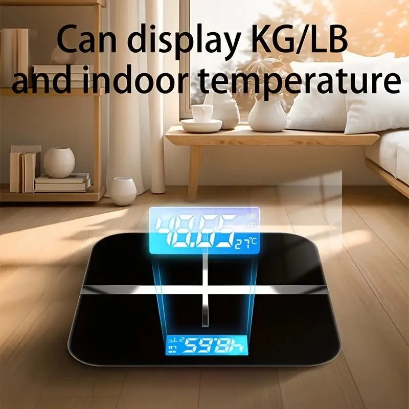 Digital Body Weight Scale With Backlit LCD And Temperature Display