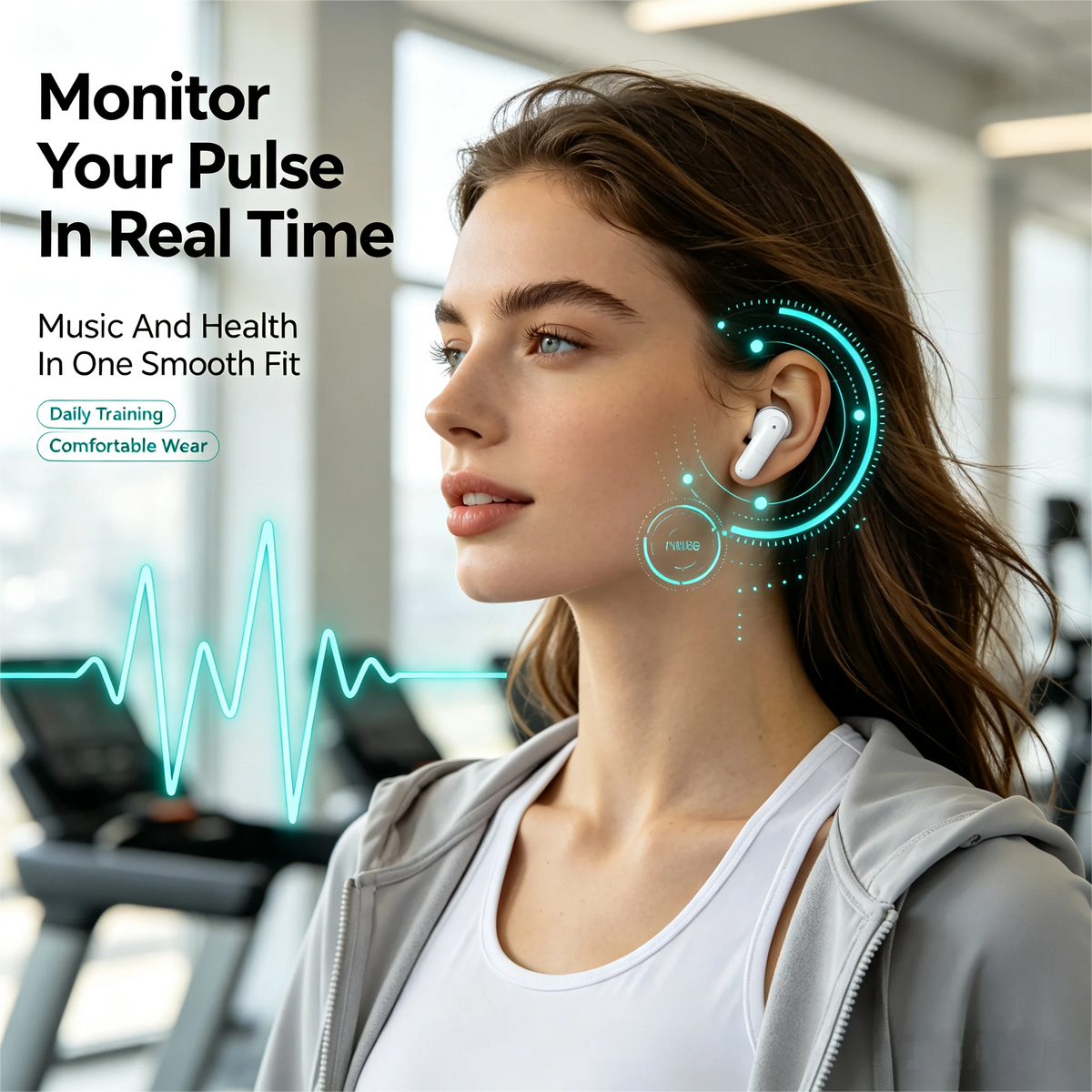 ZZLOVE Wireless Heart Rate Monitor Bluetooth Noise Cancelling Sport Earbuds
