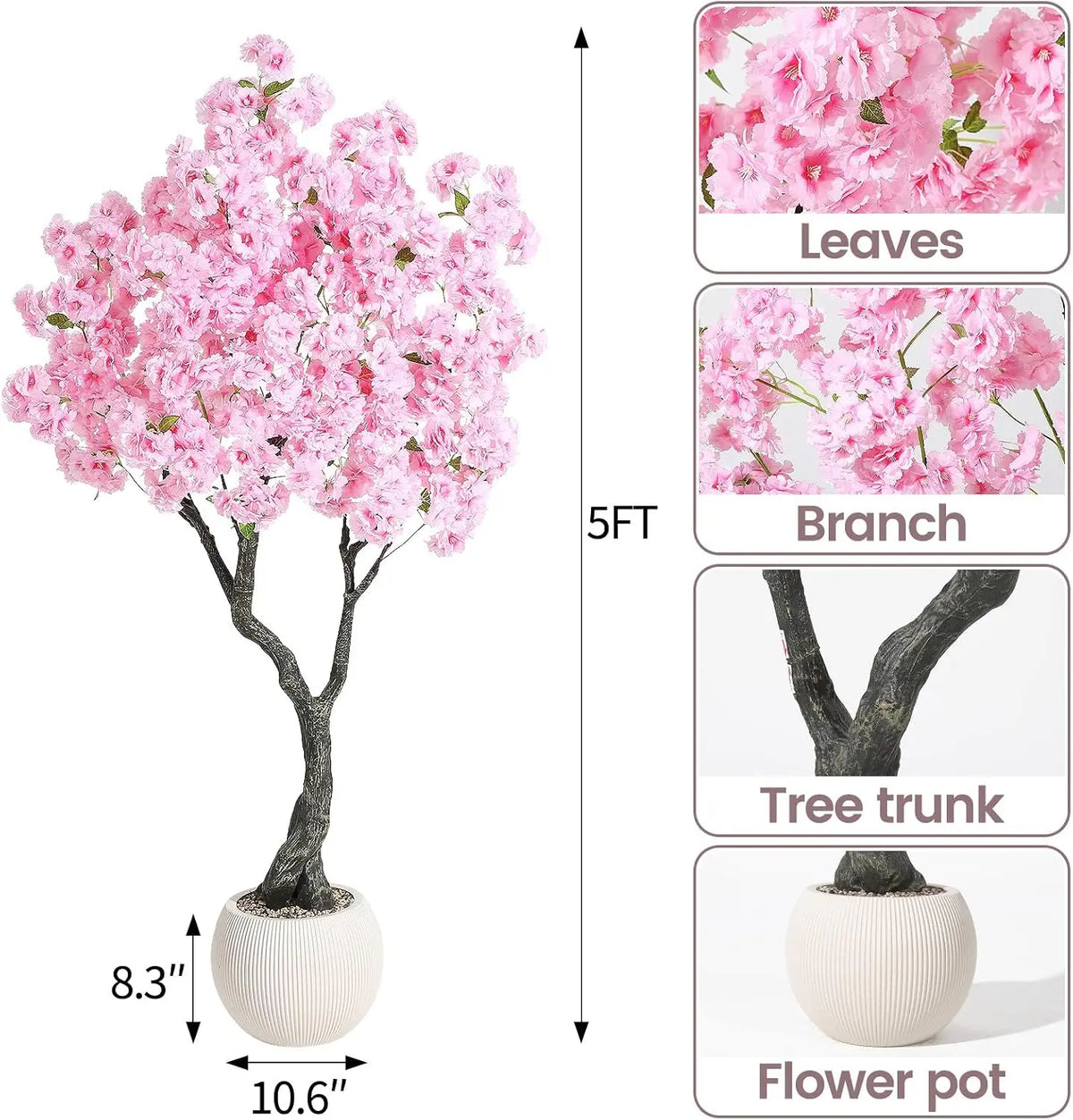 HiMISS Artificial Cherry Blossom Tree for Indoor Home Decor
