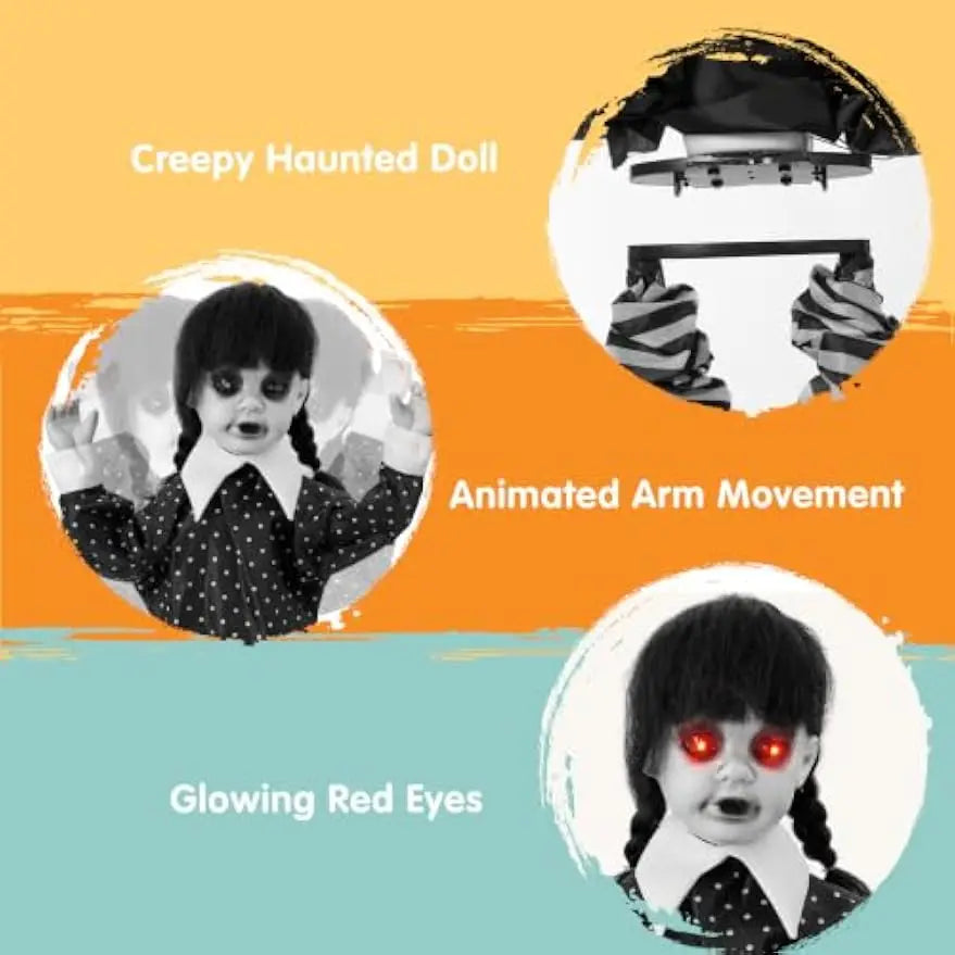 Joyfy Animated Halloween Ghost Doll With Glowing Eyes Spooky Sounds