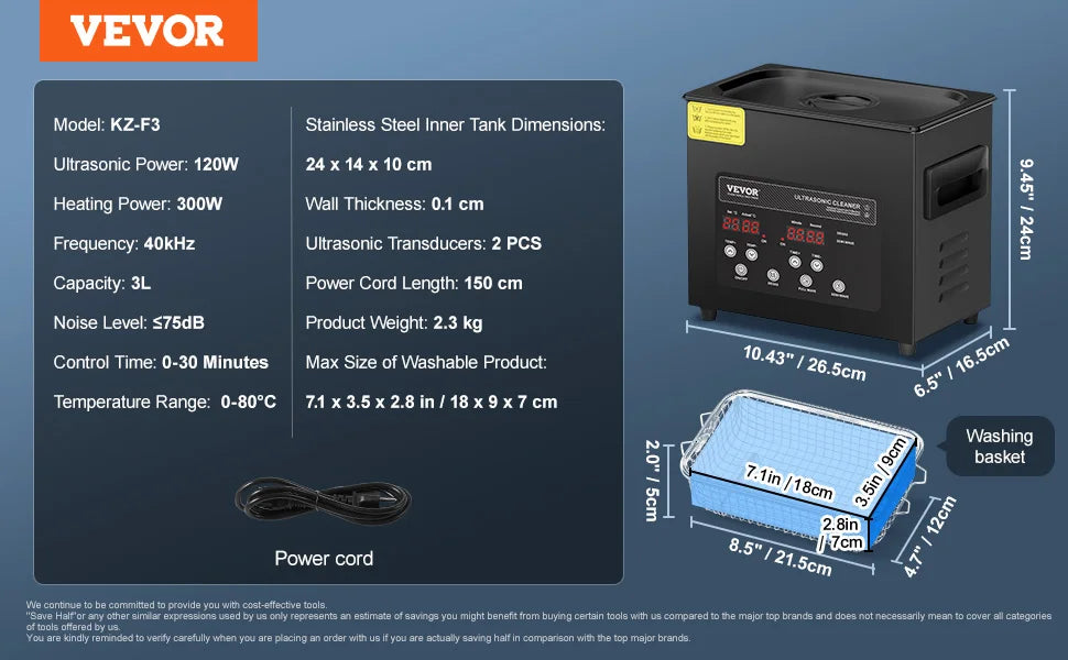 SucceBuy Ultrasonic Cleaner for Dishes and Household Cleaning