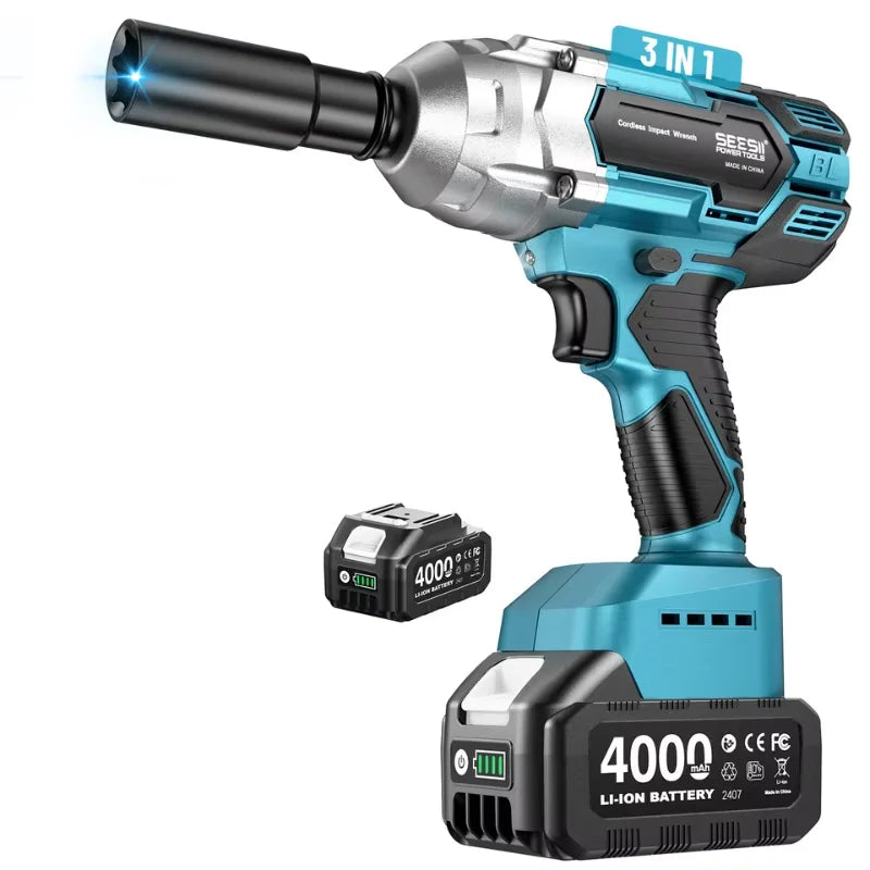 SEESII 3-in-1 Cordless Brushless Impact Wrench Drill Screwdriver Kit