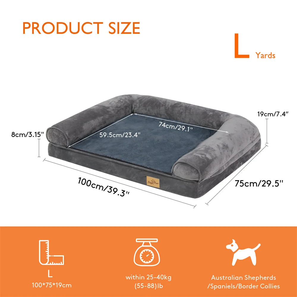 BORWART Orthopedic Memory Foam Dog Sofa Bed With Removable Cover
