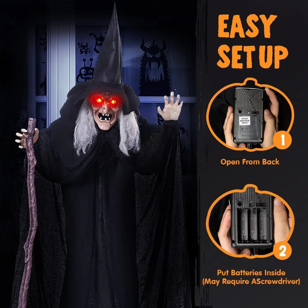Joyfy Animated Witch Halloween Prop With Sound And Illuminated Eyes