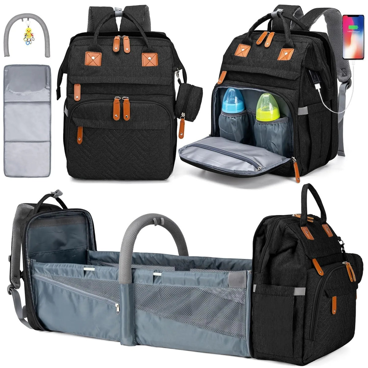Kabaqoo Diaper Backpack With Changing Station And USB Charging Port