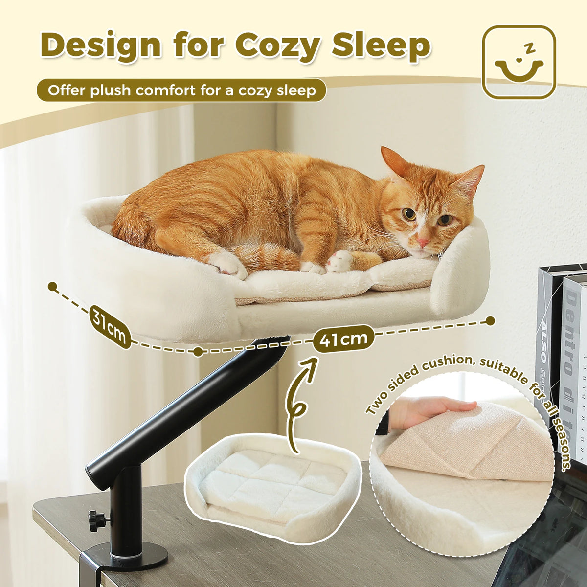 PAWZ Road Rotatable Cat Desk Bed With Adjustable Hammock Stand