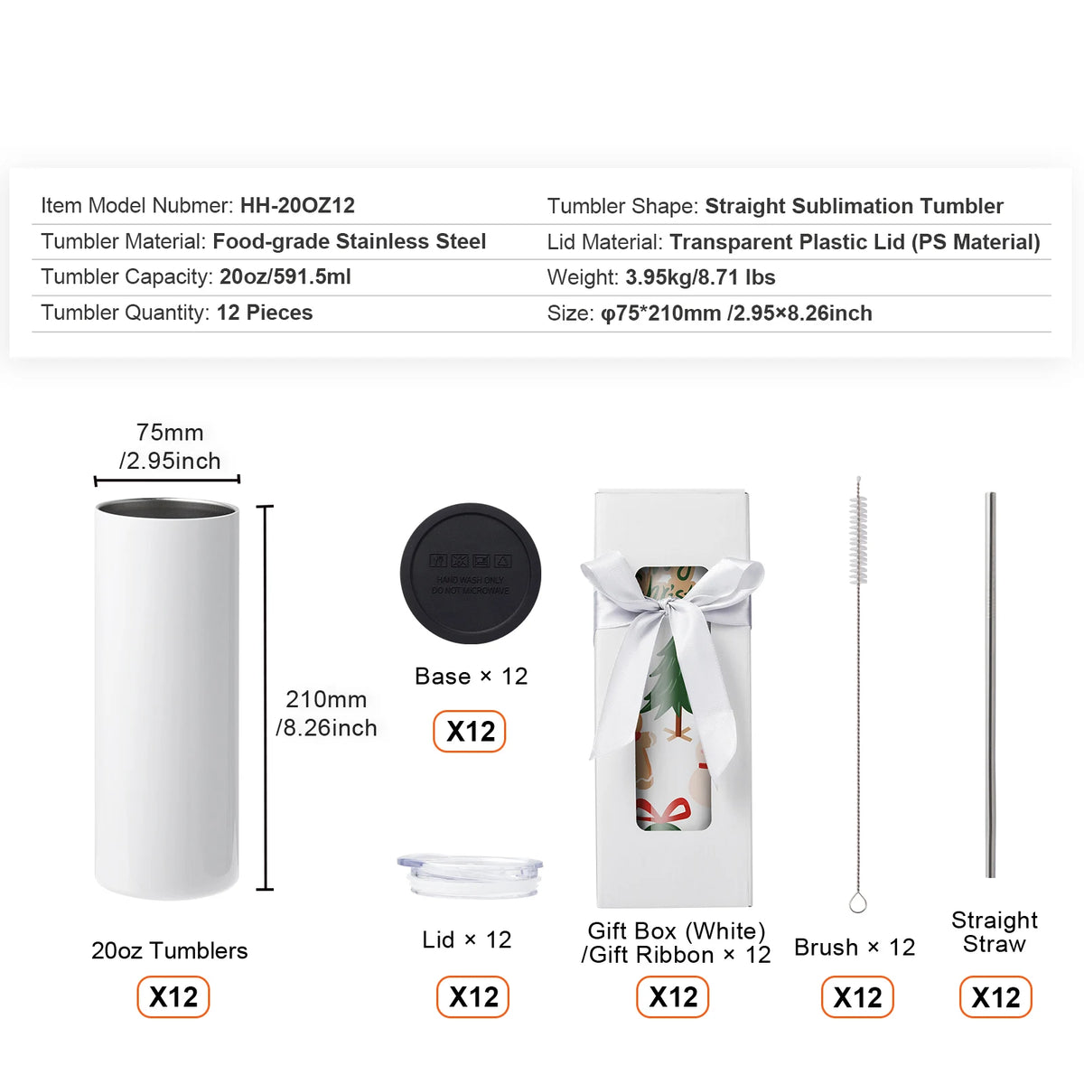 SucceBuy Stainless Steel Sublimation Tumblers for Custom Heat Transfer