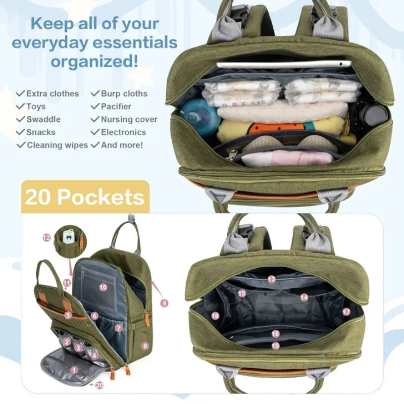 Kabaqoo Diaper Backpack With Changing Pad And Pacifier Case