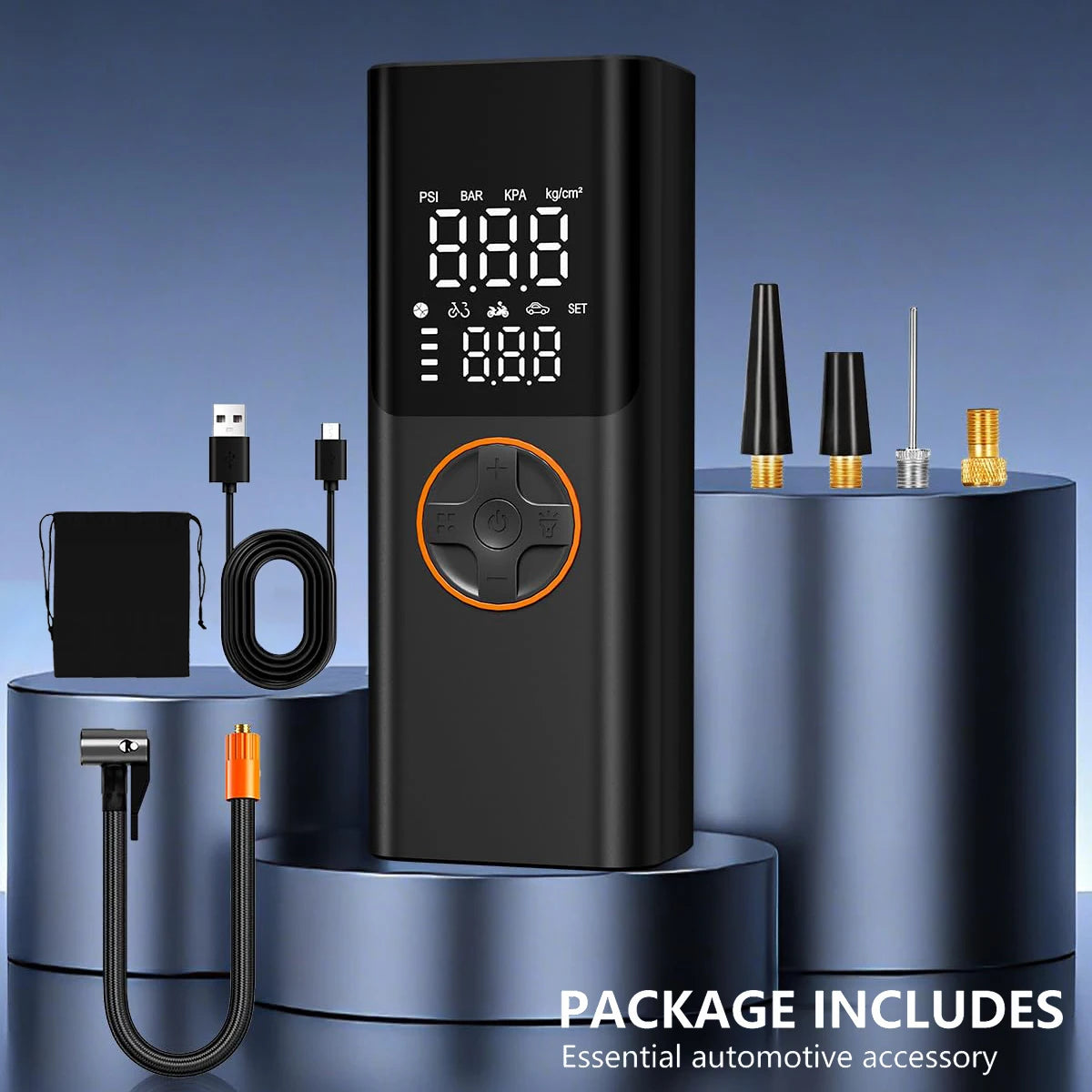 Portable Tire Inflator Air Compressor With Digital Pressure Gauge