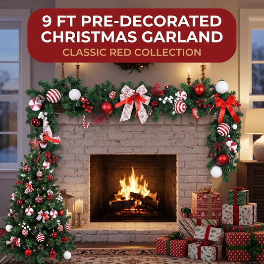 Garvee Artificial Pine Christmas Garland With Pinecones And Berries