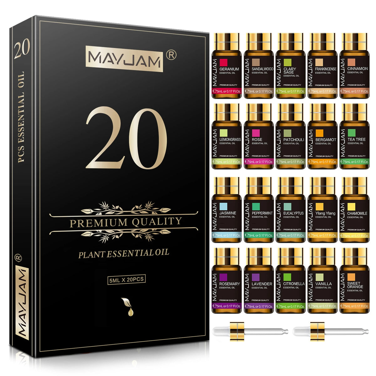 MAYJAM Essential Oils Set Lavender Jasmine Eucalyptus Vanilla and More