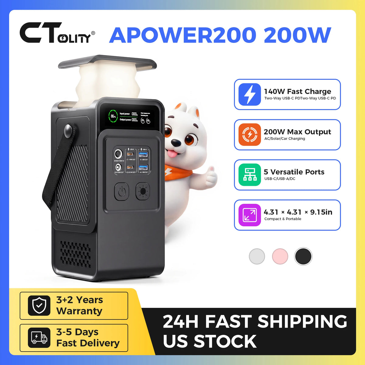 CTOLITY AP200 Portable Power Station With LiFePO4 Battery