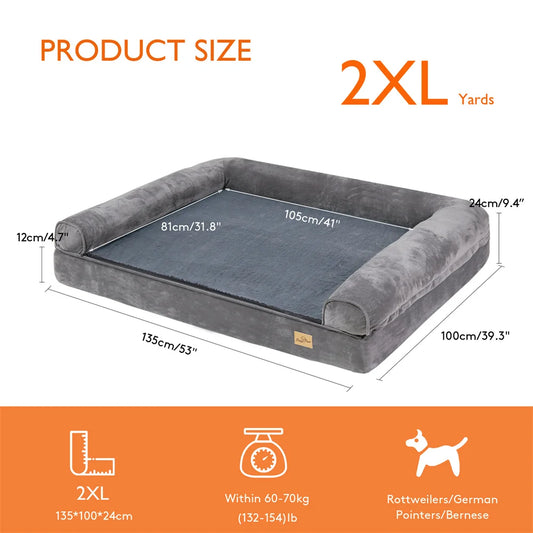 Borwart Orthopedic Memory Foam Dog Bed Removable Washable Plush Cover